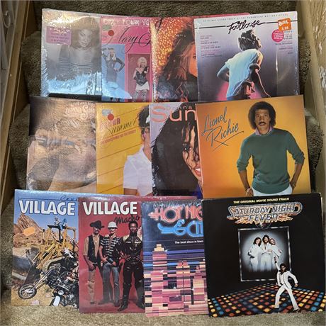 Lot of 12 Vinyl Records - Village People, Donna Summers, Lionel Richie and More