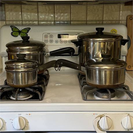 Vintage Revere Ware Copper Bottom Pots and Pans