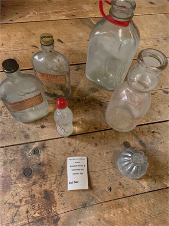 Vintage Farmhouse Apothecary Glass Bottle & Milk Jug Lot