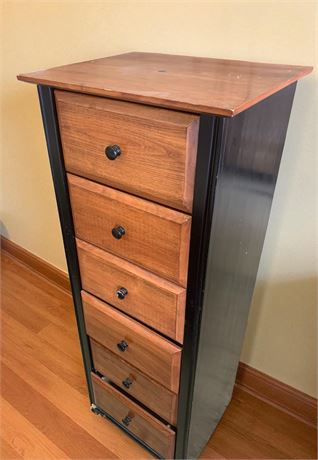 6 Drawer Black and Brown Wood Dresser/Chest of Drawers