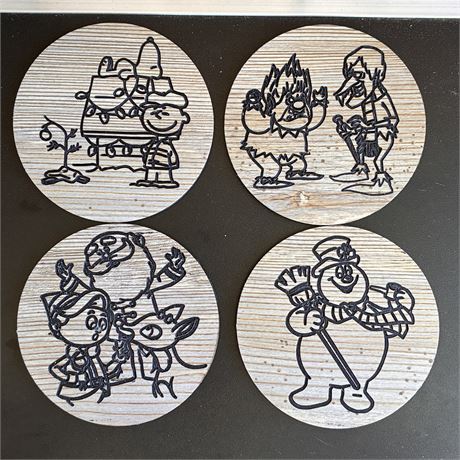 Christmas Themed CNC Engraved 4” Vinyl Drinking Coasters