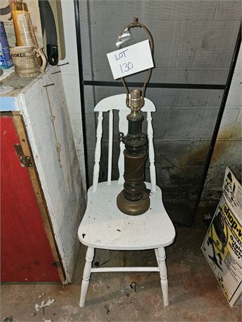Wood & Metal Lamp & Side Chair