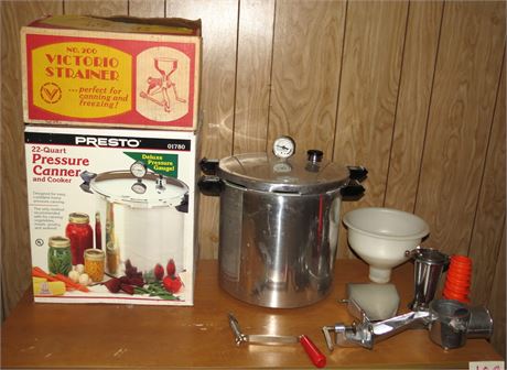 Presto 22 Qt Pressure Canner, Victorio Strainer