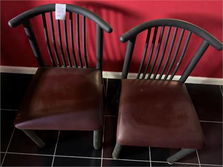 Vinyl Restaurant Pub or Diner Chair Set of 2 In Maroon & Black (Vintage)