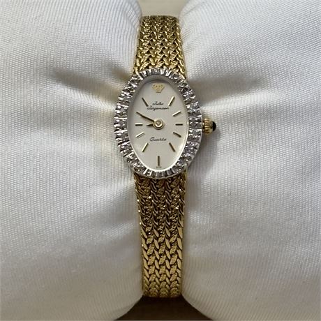 Vintage Jules Jurgensen Quartz Watch w/ Genuine Diamond Accents