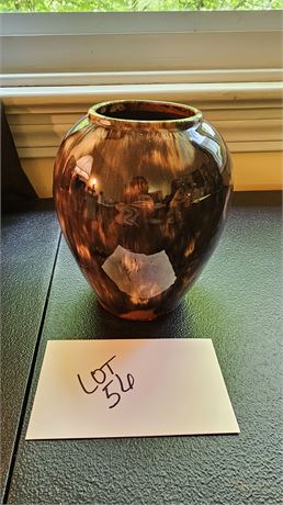 High Gloss Brush Brown Glaze Urn Vase