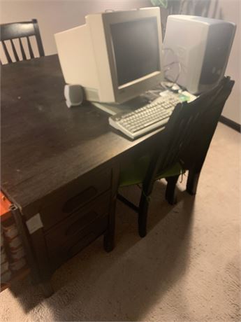 Dark Wood "His & Hers" Two-Sided Desk/Workstation W/Drawers (DESK ONLY)