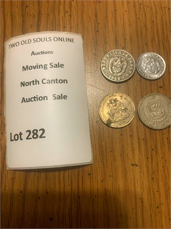 Foreign Coin Lot of 4 - Panama, Costa Rico, Venezuelan, Bahamas