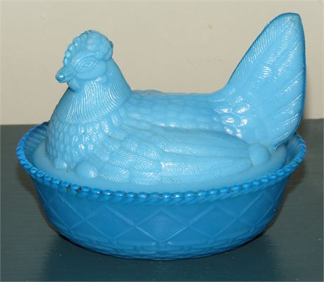 Glass Hen On Nest Dish