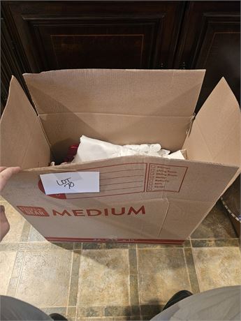 Large Box Of Mixed Linens- Table Cloths, Runners & More- Maker & Size Vary