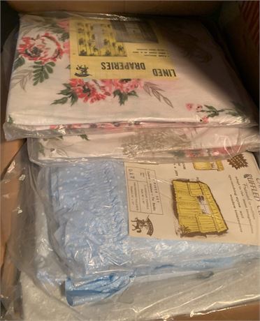 Cape Cod Style Blue/White Polka Dot Curtains, Valance, & Tie-Backs se