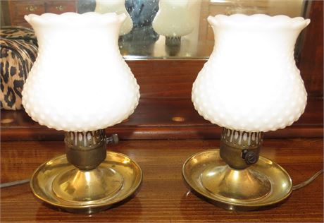 2 Small Milk Glass Lamps