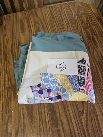 Hand Made Dresden Plate Quilt Top Only- Size Full to Queen