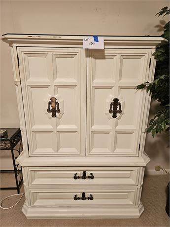 White Painted Drexel Wood Men's Wardrobe Vanity Dresser