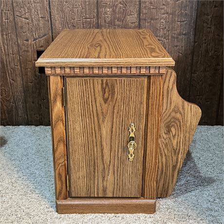 Solid Wood Side Table with Cabinet and Magazine Storage