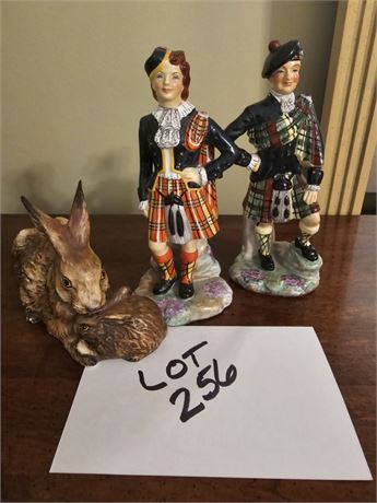 Scottish Man & Women Figurines & Goebel Bunny