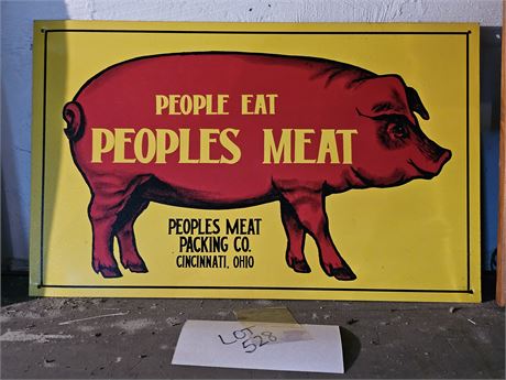 Reproduction Peoples Meat Metal Sign