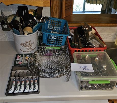 Large Lot Of Mixed Flatware, Gadgets, Thermometers, Utensils & More