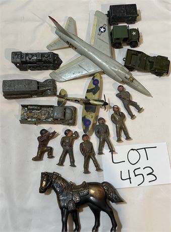 Antique Vintage Toy Lot- Barclay Soldiers, Maisto Supermarine Spitfire & More