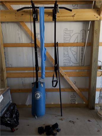 Punching Bag, pull-up Bar, other misc workout equipment