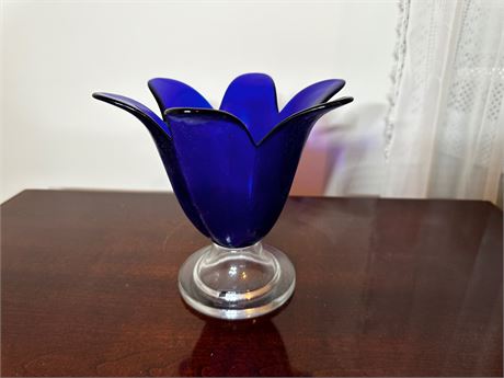 Blue Floral Glass Piece