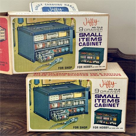 NOS - Pair of Jiffy 9 Drawer Small Items Cabinets for Shop/Hobby