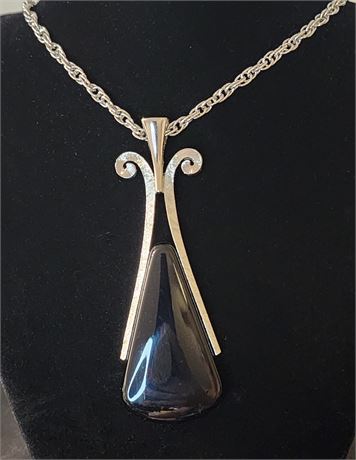 AVON Signed Vintage Necklace~ 1974 Ebony Teardrop Pendant