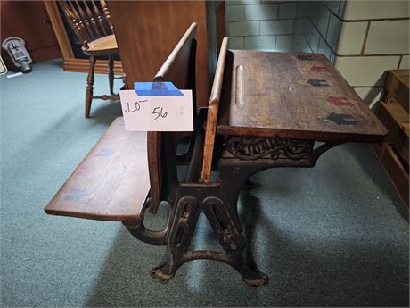 Antique Wood School Desk