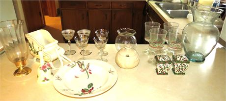 Mixed Lot: Glassware, Vases, Dishes, Etc