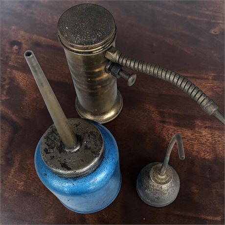 Eagle No. 66 Brass Finger Pump Sure-Squirt Spout Oiler, Thumb Pump Oil Can