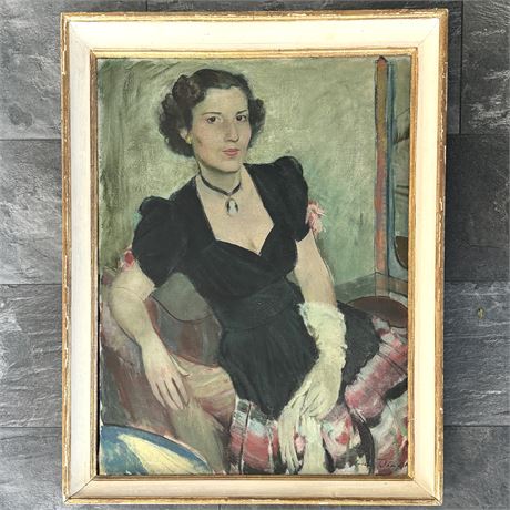 Oil on Canvas Portrait Painting of Mary Miller Shaw