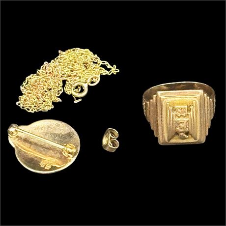 10K Scrap Gold Lot - Ring and Pin Usable - 8.03 Grams