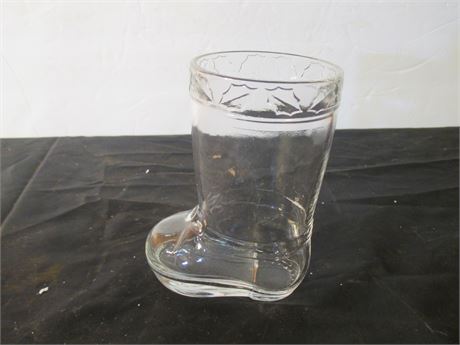 Vintage 5" Clear Glass 1960's Clear Glass Candy Holder Boot