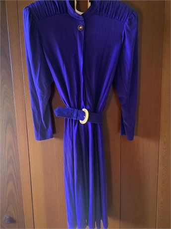 Lady Carol of New York Blue/Purple Belted/Elastic Waist Long Sleeve Dress Sz 16