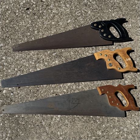 Craftsman and Disston Vintage Hand Saws Lot of 3