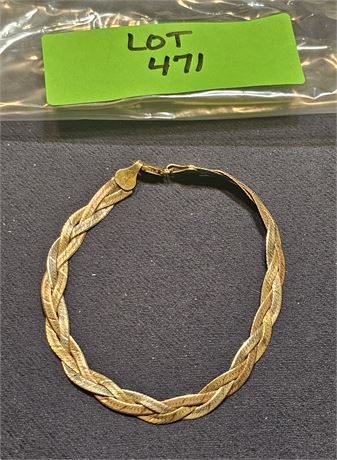 Sterling Tri-Color Herringbone Bracelet 7" 0.15 ozt