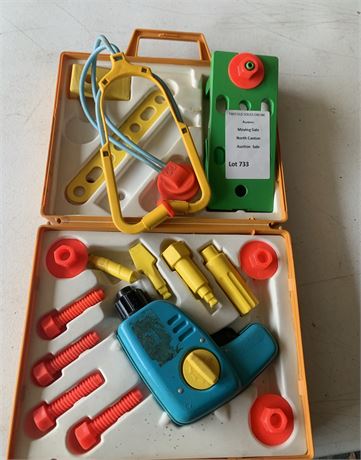 1977 Vintage Fisher-Price Tool Kit (#924) & Stethoscope Toy