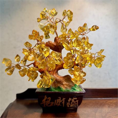 Natural Citrine Crystal Gemstone Feng Shui Tree