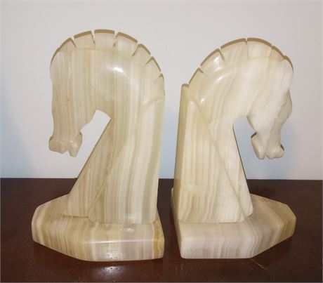 Marble Horse Bookends