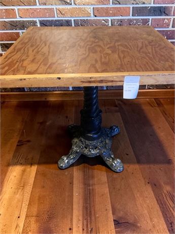Plywood Bistro Table W/Ornate Cast Iron Base