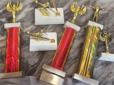 Trophy Lot: Glitter Trophies, Cheer, Bowling, Pen Holders & More