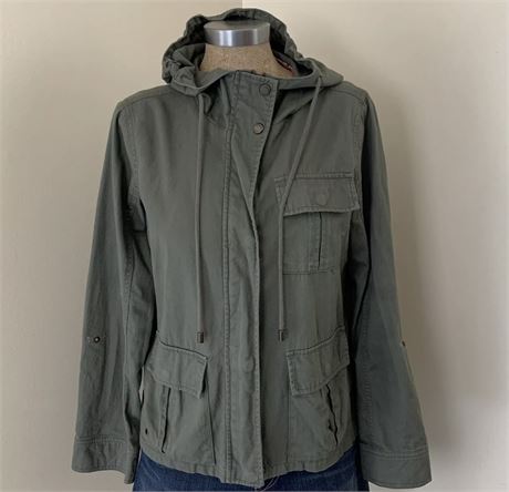 Madden Girl Army Green Utility Lightweight Hooded Jacket Juniors Size S/P