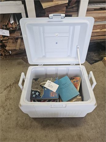 Mixed Book Lot- History, Religious, & More With Cooler