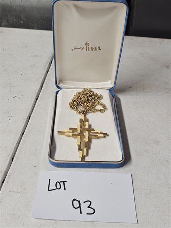 Crown Trifari Cross Necklace In Original Box