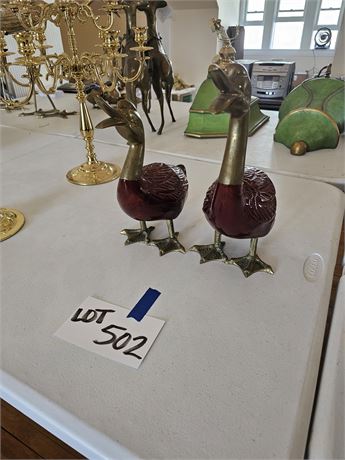 Brass & Ceramic Duck Decor
