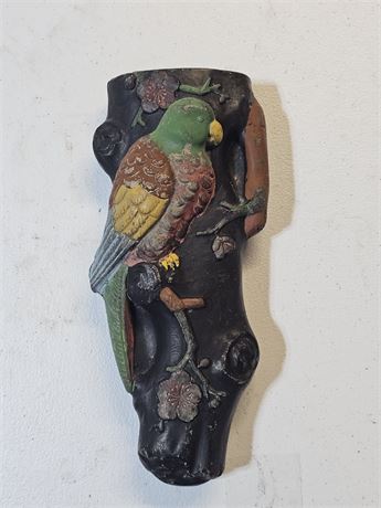 Vintage Hand Painted Parrot Wall Pocket