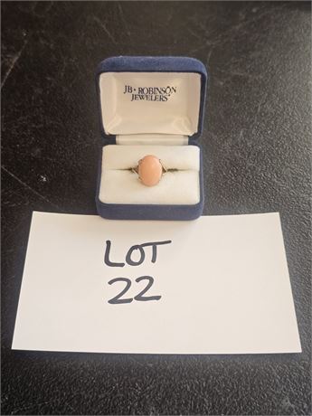 14K Oval Natural Pink Opal Ring Size 5 2.8 DWT With Stone