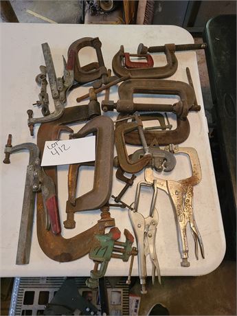 Large Mixed C-Clamp & Clamp Lot - Hargrave/Craftsman & More