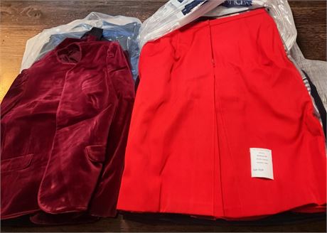 St Michael Vintage Skirts (Sz 18) & Burgundy Velvet Dinner Blazer (18 - 46/48)