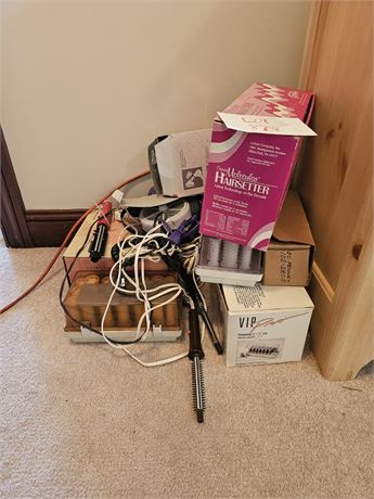 Large Ladies Hair Care Lot - Hot Rollers, Curling Irons, Blow Dryers & More